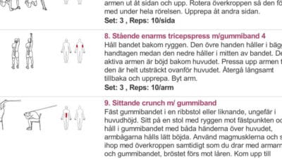 Träningsschema för överkroppen med elastiska band